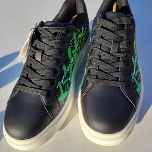 Zara Black Sneakers with Green Accents
